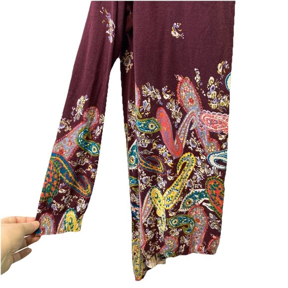 Anthropologie Sparrow Cardigan Sweater 100% Cotton Burgundy Paisley Sz M - Picture 2 of 8